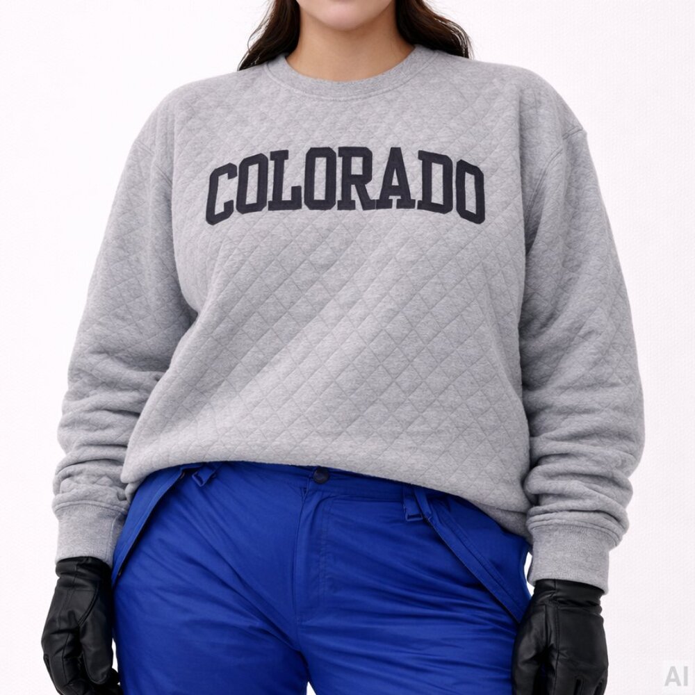 Pressbox Quilted Sweatshirt Size XL Gray Collegiate Varsity Gameday - Picture 3 of 10